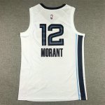 NBA 12 Morant Grizzlies Maillot blanc avec logo 6 brodé